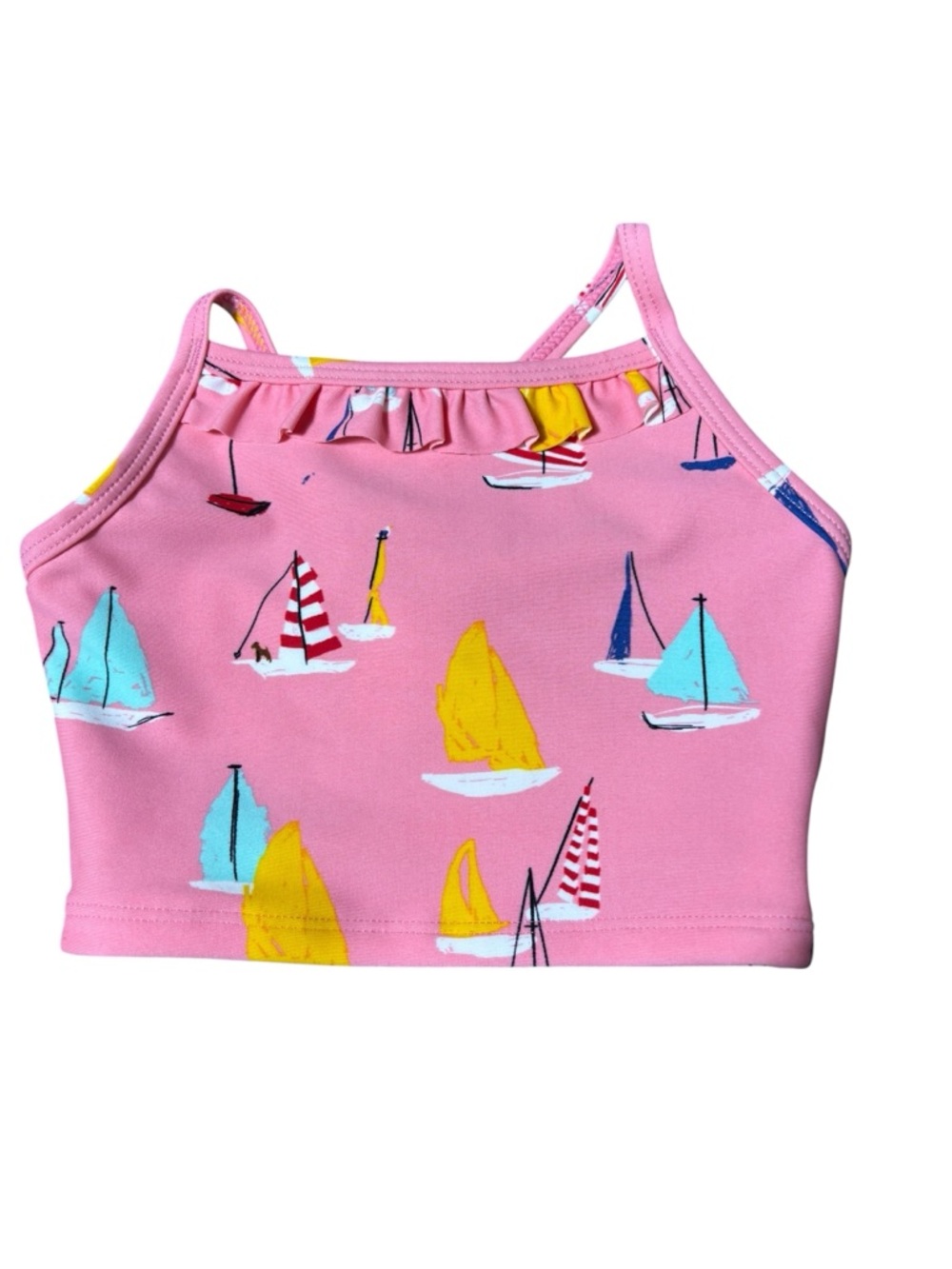 Hanna Anderson girls bikini tankini top strappy back pink sailboats